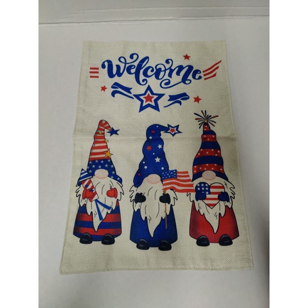 American Garden Flag Gnome Welcome Holiday Flag 12.5 x 18 in. 4th Of July